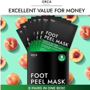 Orca Beauty Foot Peel Mask,‎ New in Box, Pais of (8)